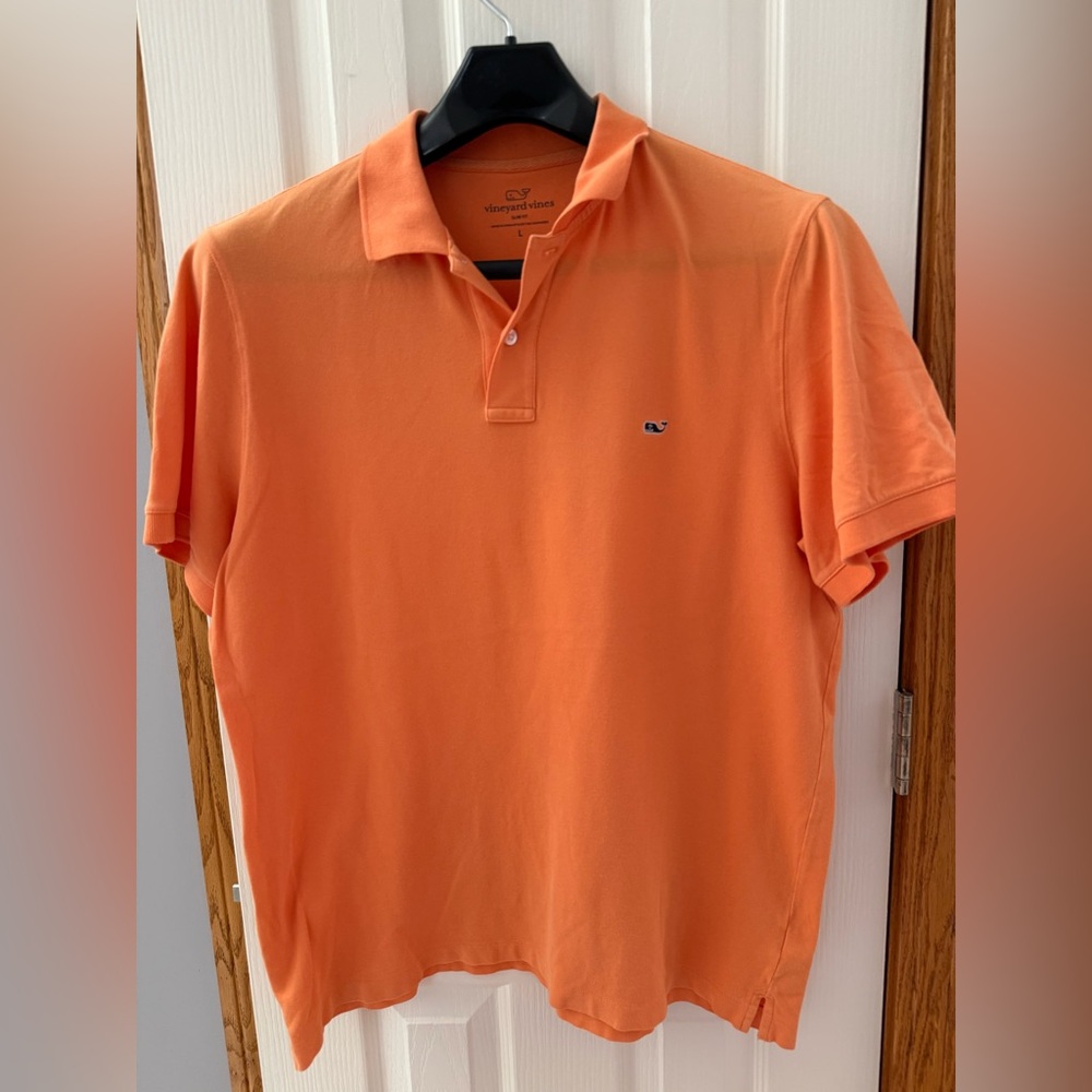 Vineyard Vines | Size Large | Men's Orange Slim Fit Polo Shirt Short Sleeve